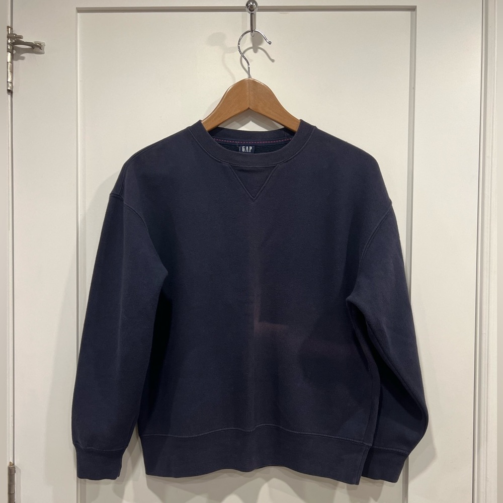 GAP Kids Distressed Navy Blue Crew Sweat Top